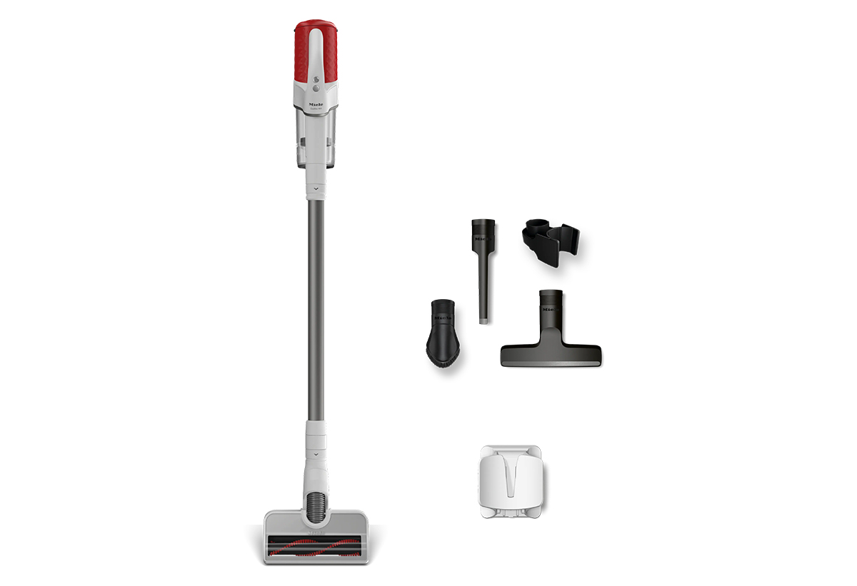 Απεικονίζεται η σκούπα με τα εξαρτήματά της.